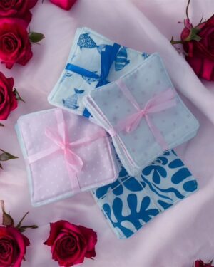 Lot de 3 lingettes démaquillantes lavables – Coton et fibre de bambou – Fait main