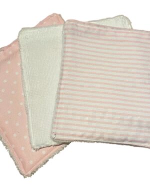 Lot de 3 lingettes démaquillantes lavables – Coton et fibre de bambou – Fait main