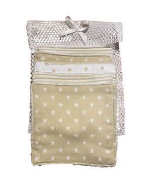 Lot de 5 lingettes lavables avec filet de rangement– Coton et fibre de bambou – Fait main